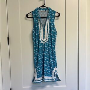 Cabana Life Blue Bib Collar Cover Up Sundress Resort Wear, M